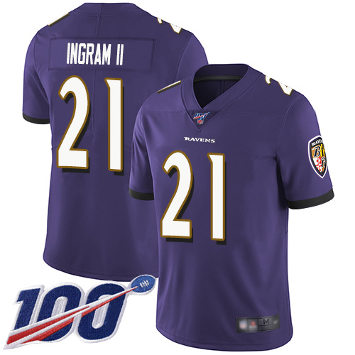 Men's Baltimore Ravens #21 Mark Ingram II Purple 2019 100th Season Vapor Untouchable Limited NFL Jersey